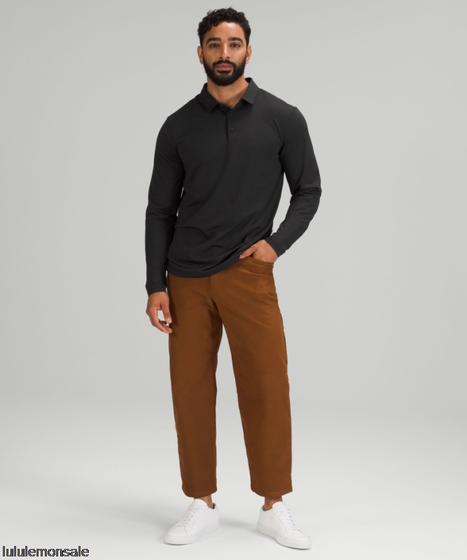 Lululemon Verkauf DELULU752 | Schwarzes Evolution Langarm Poloshirt